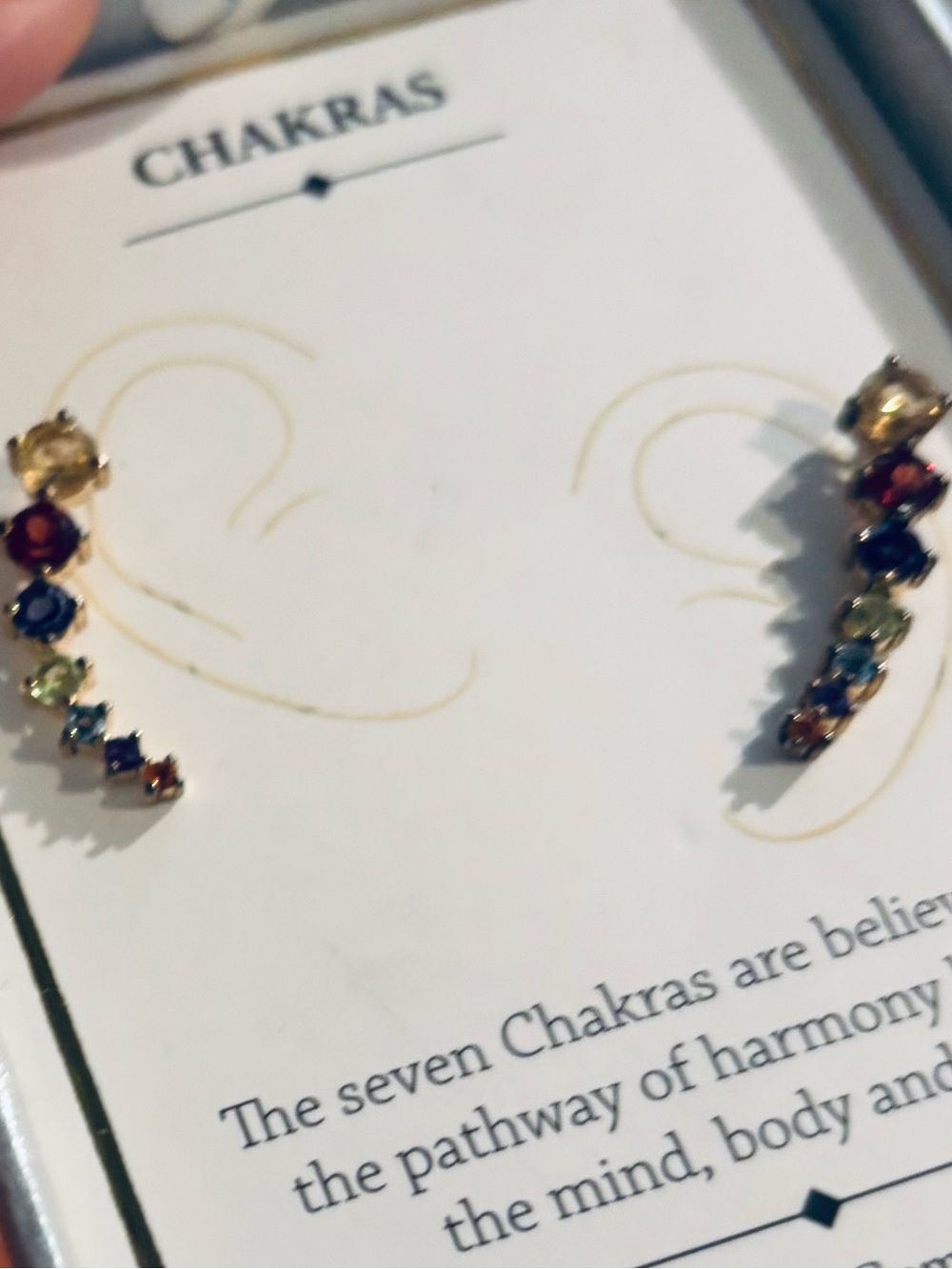 Chakras Multicolor Ear Climbers -14k over Sterling Silver